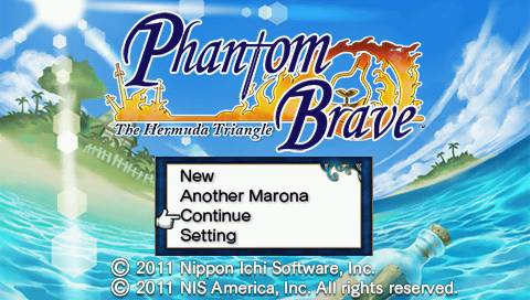 Phantom Brave: The Hermuda Triangle title screen for PSP